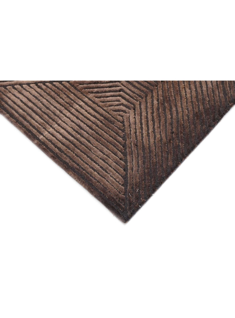 C O N T O U R - M O C H A luxury handmade rug by Cherom in deep chocolate New Zealand wool.