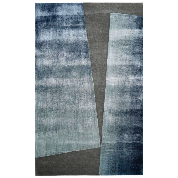 O M B R E - 3 luxury handmade rug by Cherom, blue New Zealand wool, modern contemporary design.