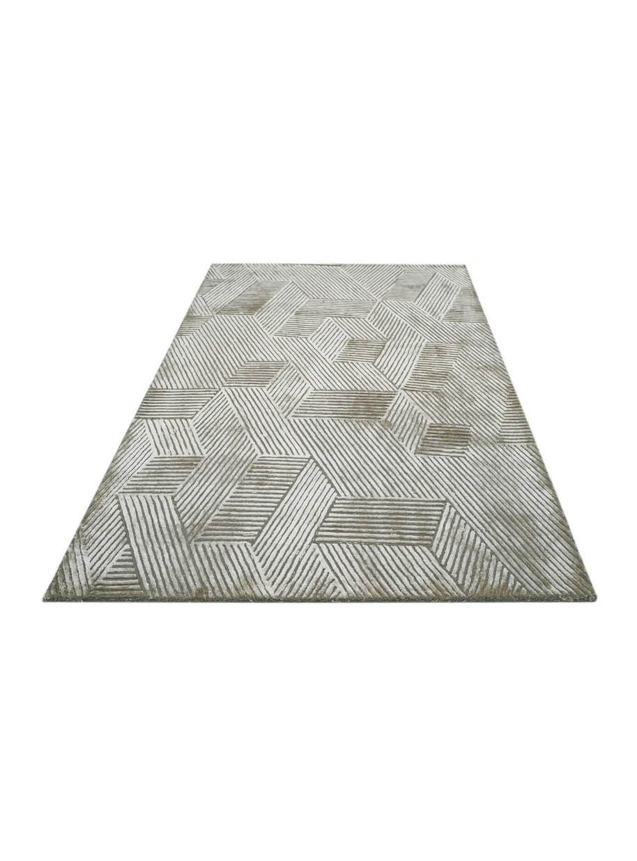 C O N T O U R - L A T T I C E luxury handmade rug by Cherom in soft beige New Zealand wool.