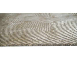 C O N T O U R - L A T T I C E luxury handmade rug by Cherom, beige New Zealand wool, modern design.