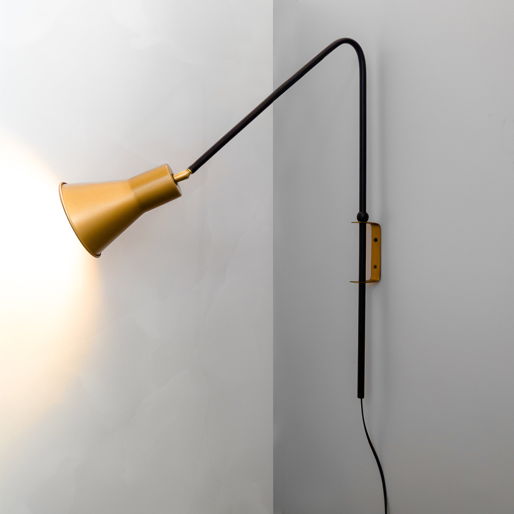 FSW 203 Gold Swivel Wall Sconce Adjustable Lampshade - The Black Steel