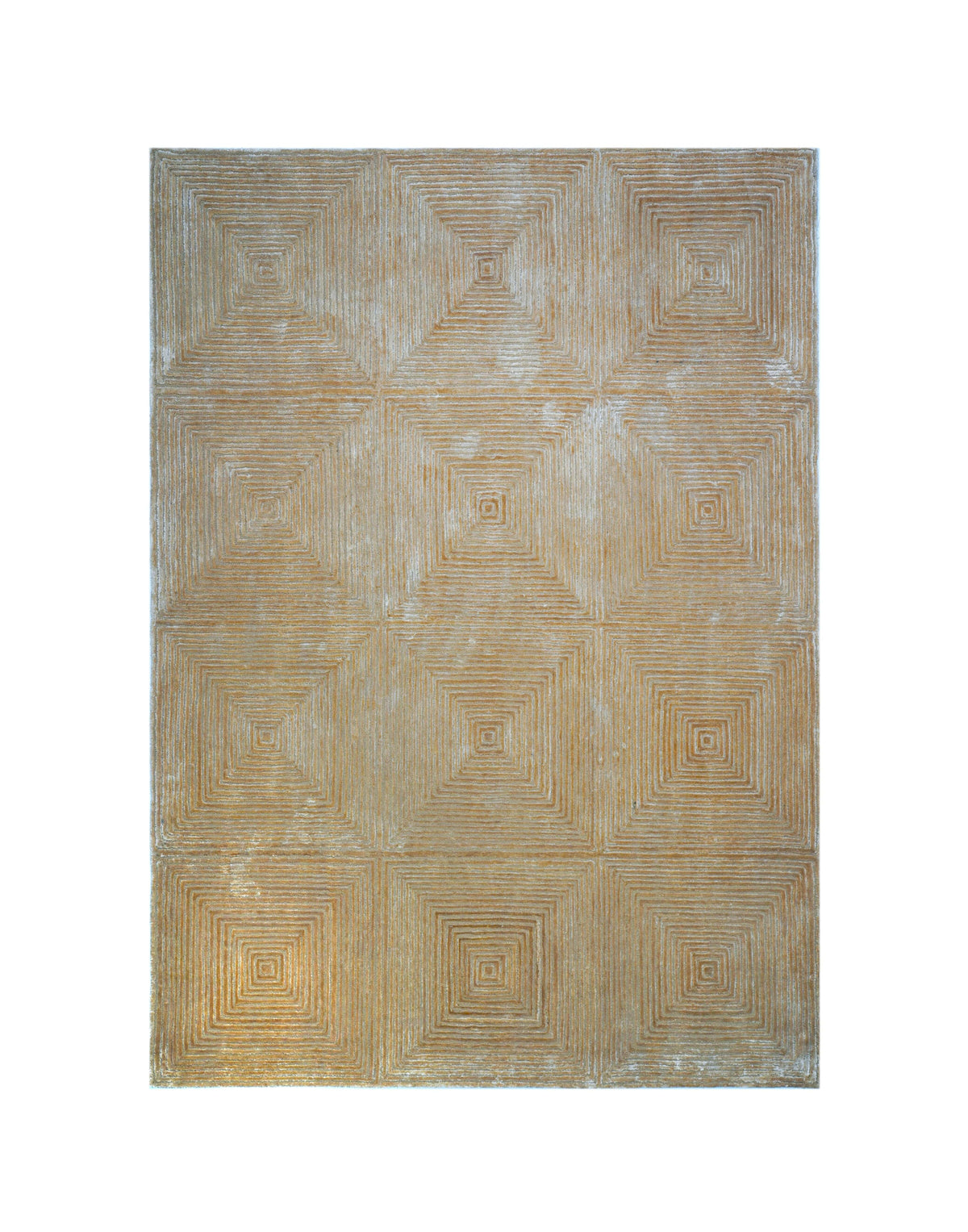 C O N T O U R - A L A N I luxury handmade rug by Cherom, warm beige New Zealand wool, modern geometric design.