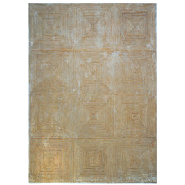 C O N T O U R - A L A N I luxury handmade rug by Cherom, warm beige New Zealand wool, modern geometric design.