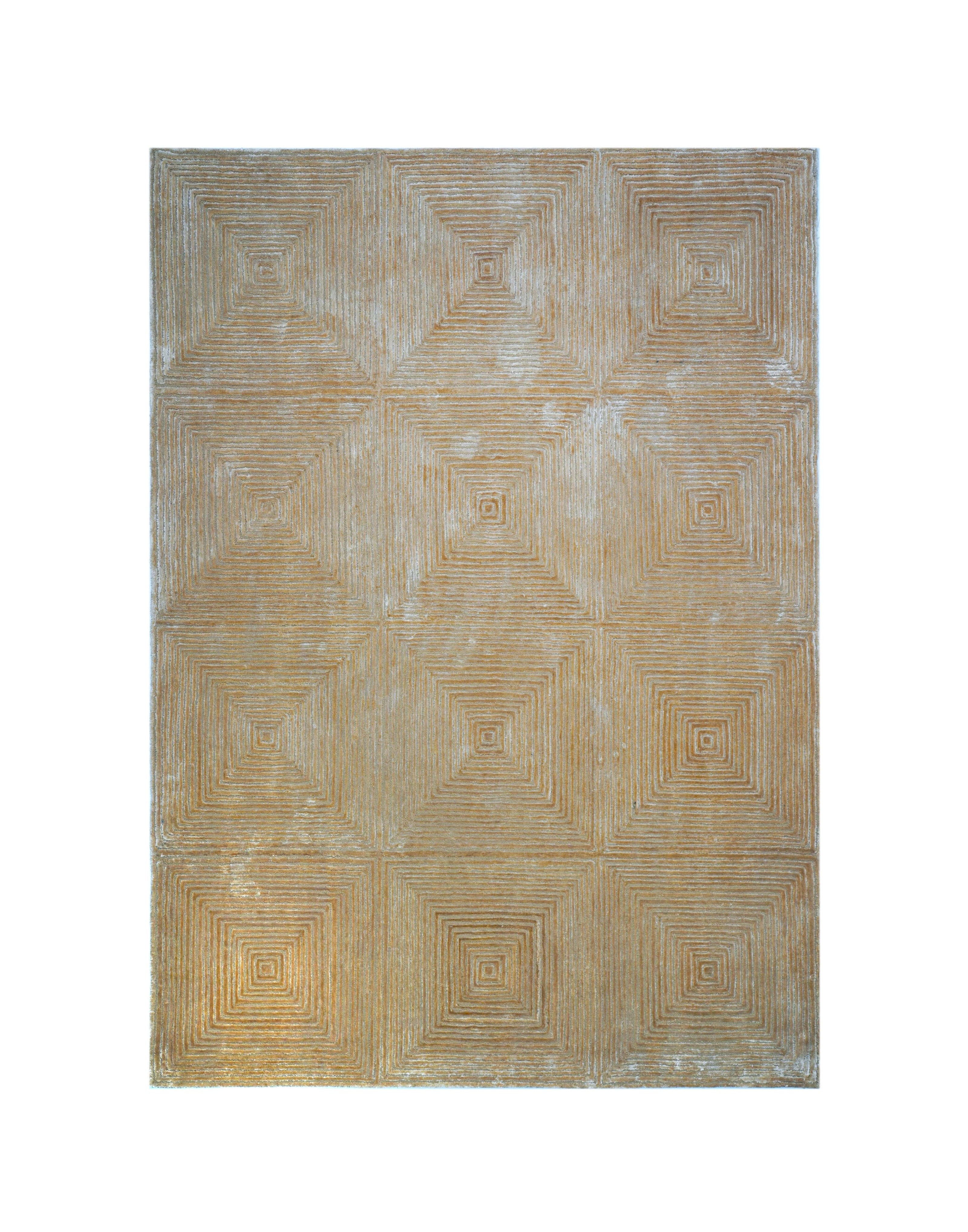 C O N T O U R - A L A N I luxury handmade rug by Cherom, warm beige New Zealand wool, modern geometric design.