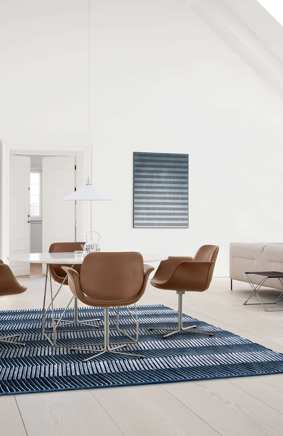 E L L I P S E luxury handmade rug by Cherom in blue New Zealand wool, modern contemporary design.
