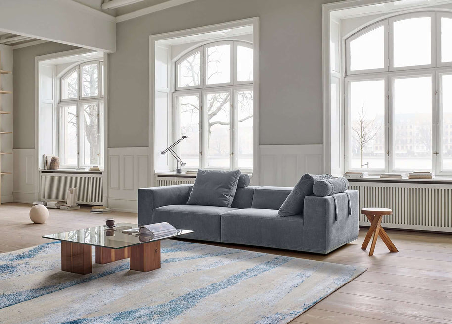 C A R I B B E A N luxury handmade rug by Cherom in serene blue tones, modern design.