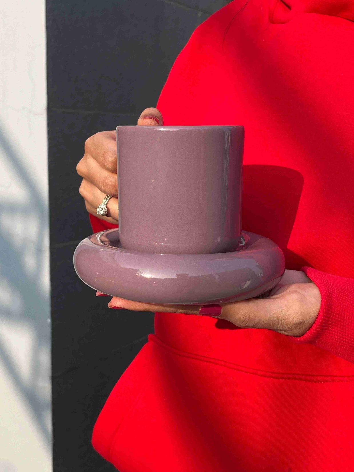 Purple Tubby Cup & Saucer Set - Single