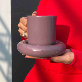 Purple Tubby Cup & Saucer Set - Single