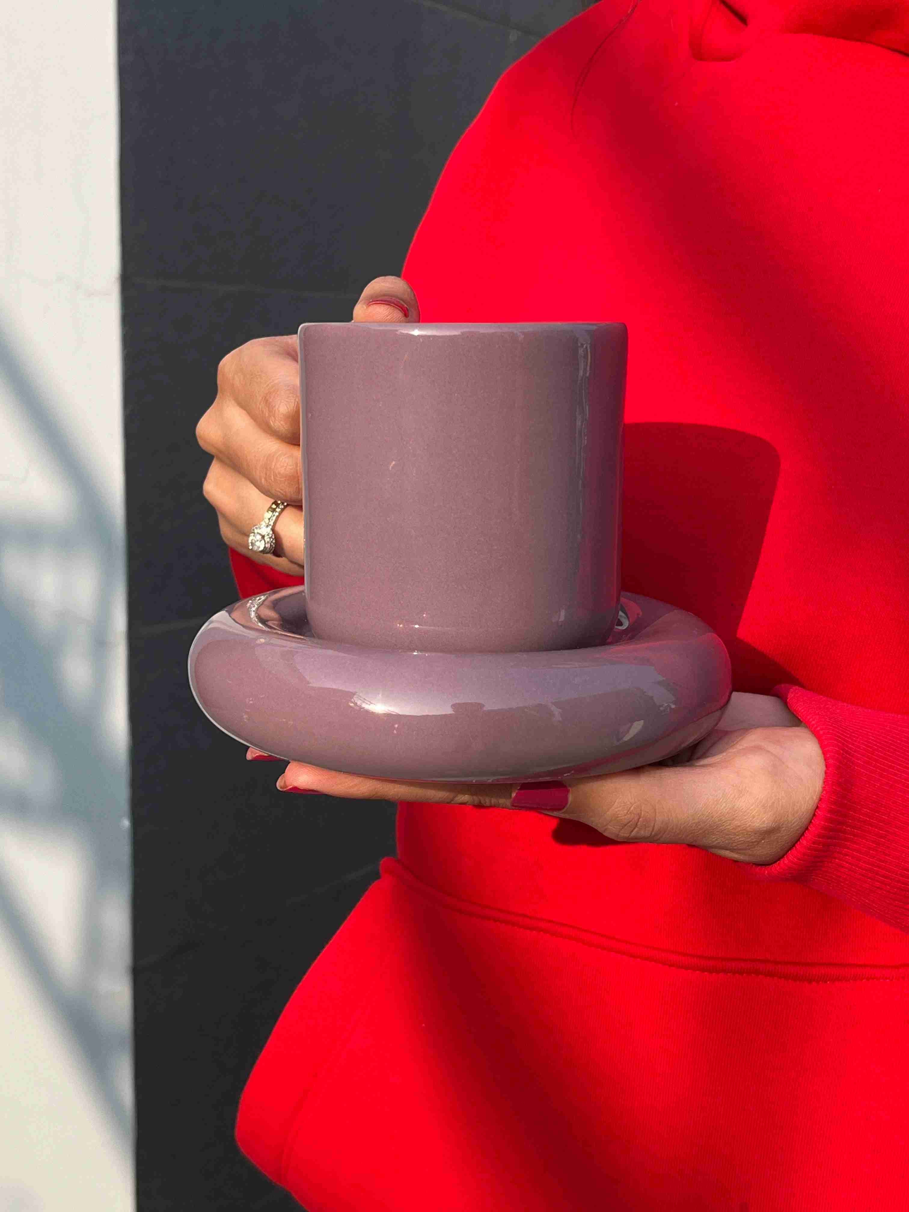 Purple Tubby Cup & Saucer Set - Single
