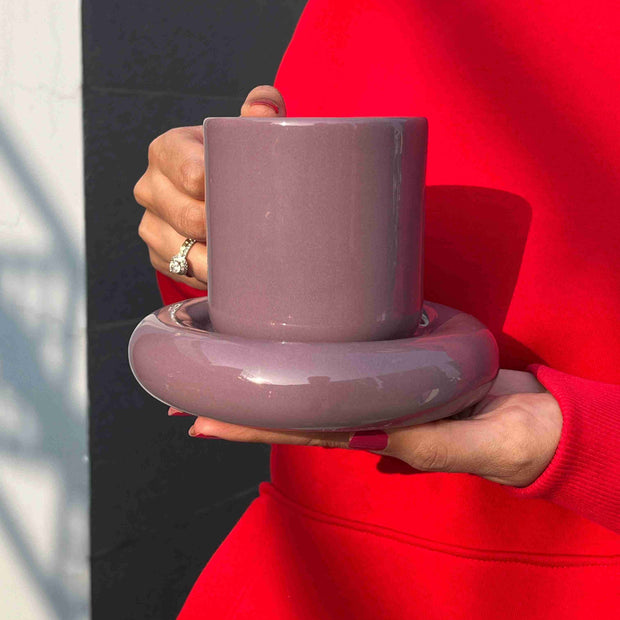 Purple Tubby Cup & Saucer Set - Single