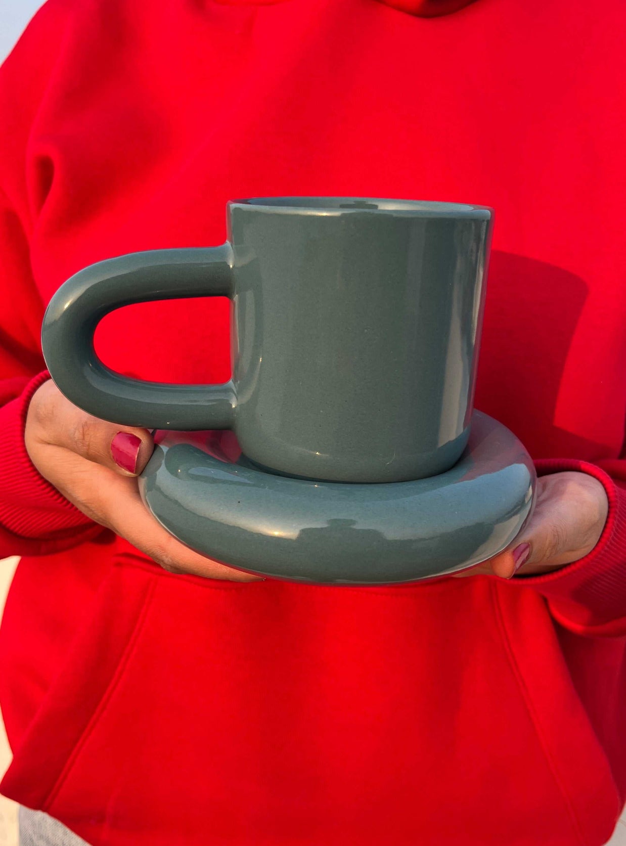 Teal Tubby Cup & Saucer - Single