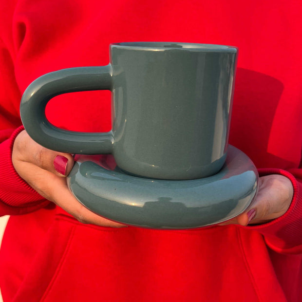 Teal Tubby Cup & Saucer - Single
