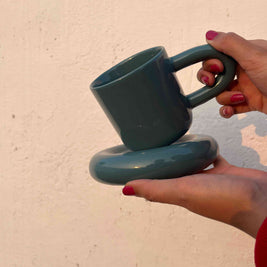 Teal Tubby Cup & Saucer - Single