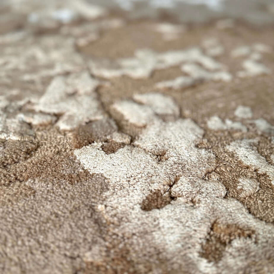 B R O N T E luxury handmade rug by Cherom, beige New Zealand wool, modern contemporary design.