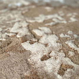 B R O N T E luxury handmade rug by Cherom, beige New Zealand wool, modern contemporary design.