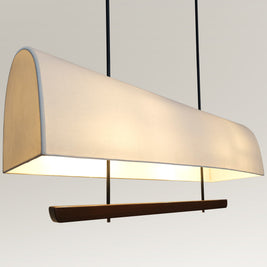Industrial chic pendant light featuring a natural wood element and minimalist design.