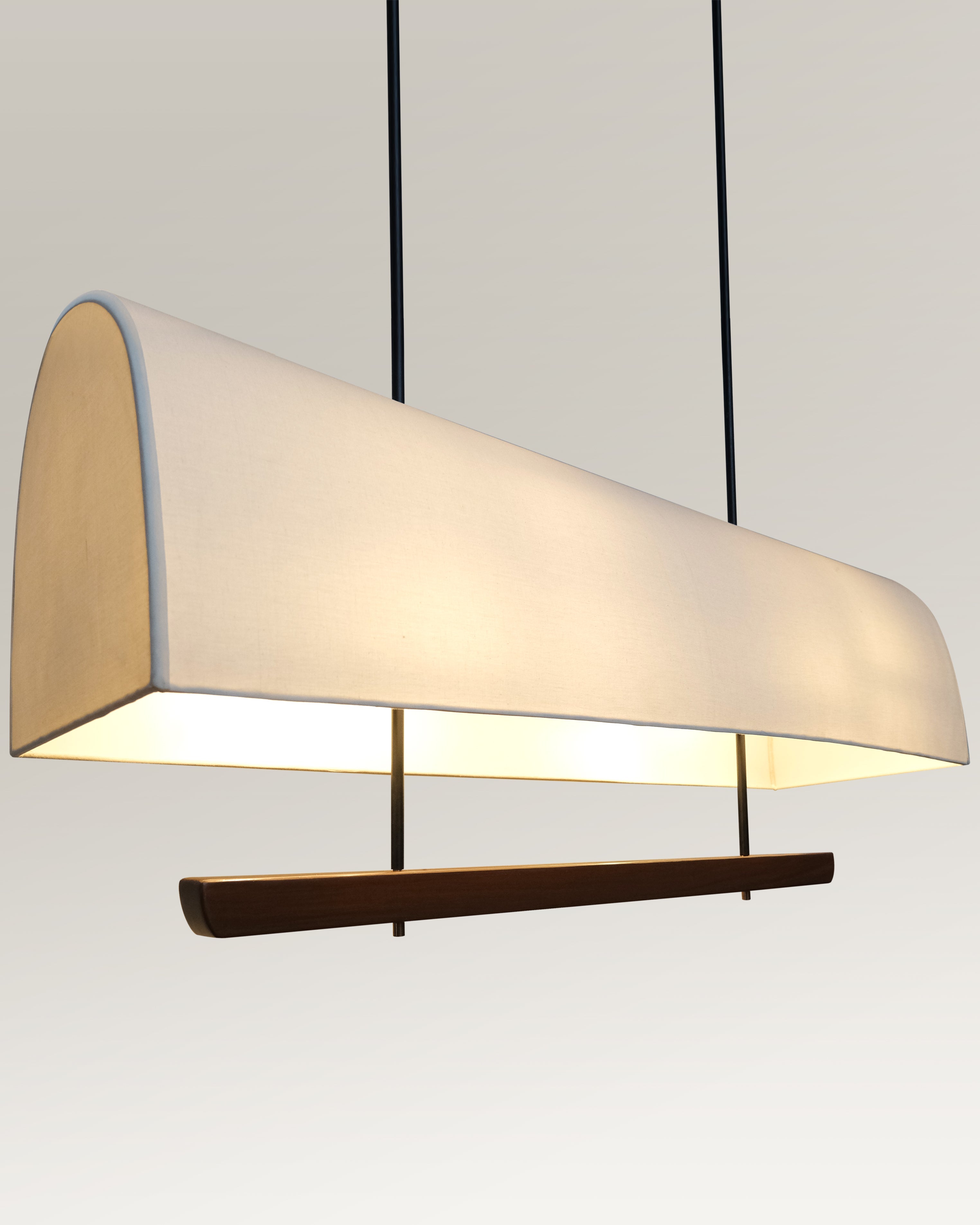 Industrial chic pendant light featuring a natural wood element and minimalist design.