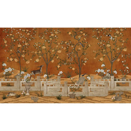 Jade Blossom Chinoiserie Wallpaper, Orange