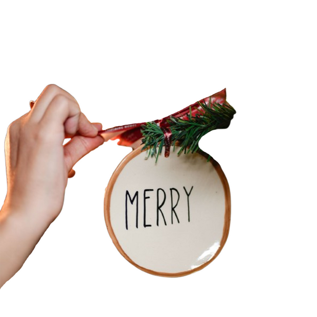 Merry Festive Ceramic Christmas Ornament | Decorative Hanging Ornament for Tree Decor – ArteCasa