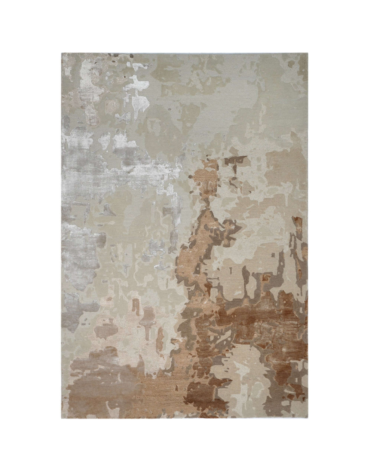 D A S K A luxury handmade rug by Cherom in beige, brown, and grey, crafted from New Zealand wool.