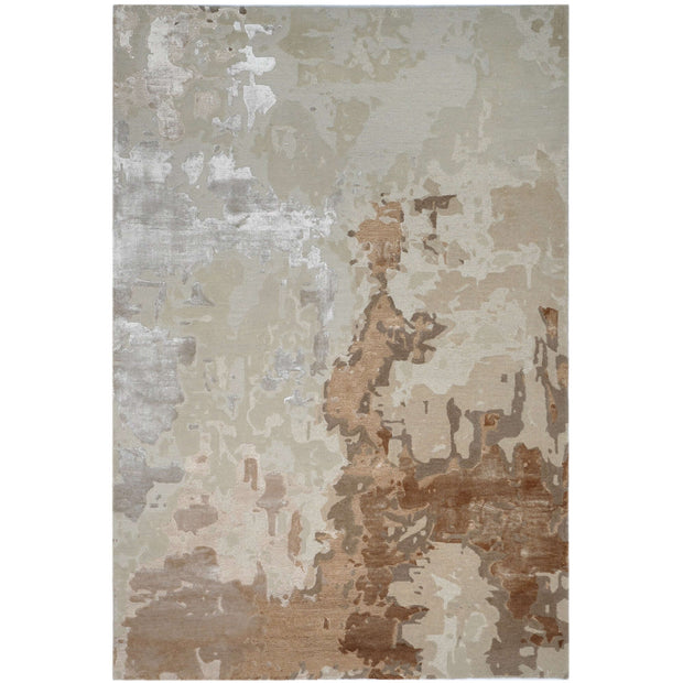 D A S K A luxury handmade rug by Cherom in beige, brown, and grey, crafted from New Zealand wool.