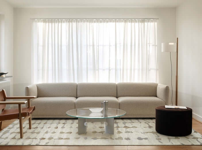 C E L L I N I luxury handmade rug by Cherom in warm neutrals, New Zealand wool, modern design.