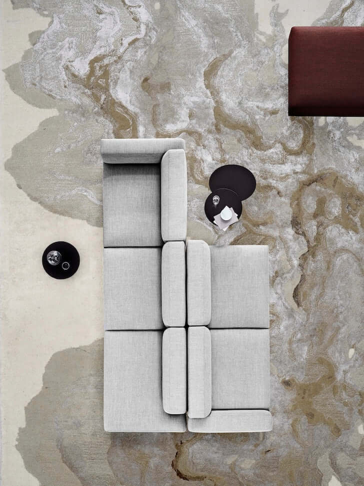 R I V E R S T O N E luxury handmade rug by Cherom, beige and taupe New Zealand wool, modern contemporary design.
