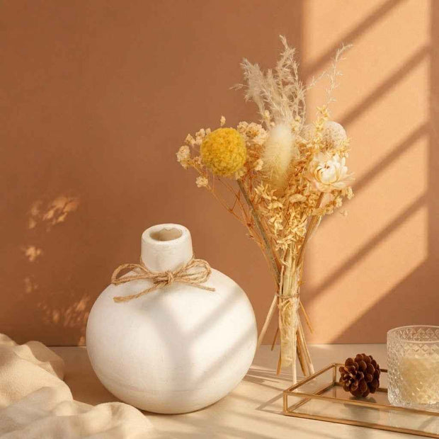 Moonstone Bloom Ceramic Vase with Dried Flowers | Elegant Home Décor