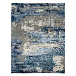 O Z A N  - B L U E luxury handmade rug by Cherom, modern design in New Zealand wool.