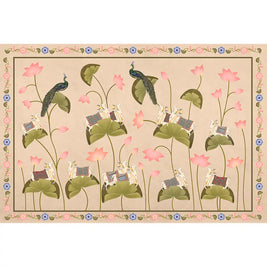 Pichwai Floral Cow Painting Inspired Beige Wallpaper for Walls