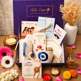 Artecasa Nazar Se Surakshit Rakhi Hamper | Evil Eye Rakhi Gift for Brother & Bhabhi - https://artecasa.in/