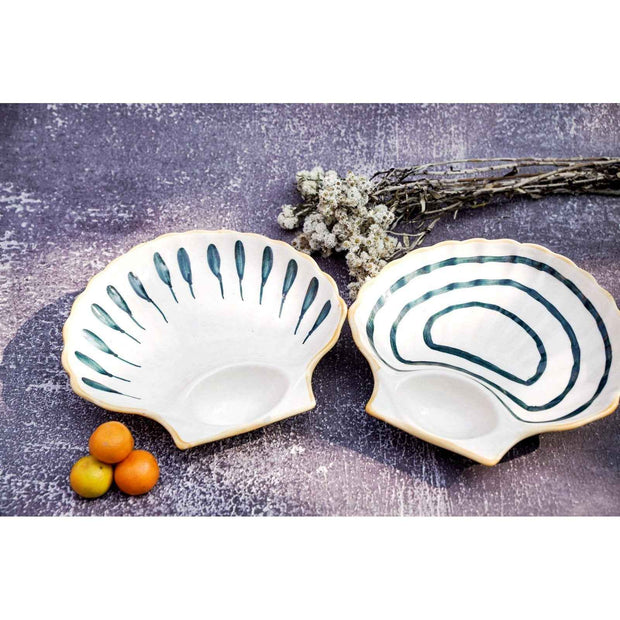ArteCasa Seashell Serving Platter – Handmade Ceramic Serving Plate for Snacks, Desserts & Appetizers