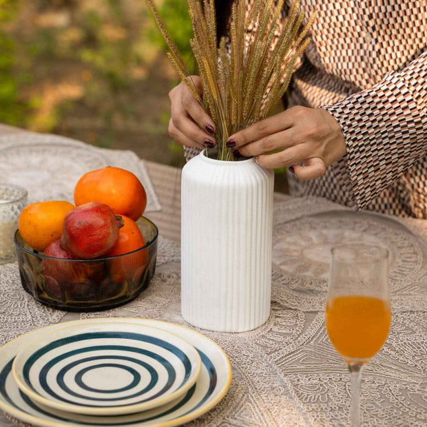 White Ceramic Vase with Rustic Grass | Minimal