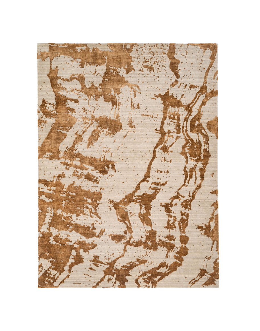 R I A L T O luxury handmade rug by Cherom in wool and viscose, modern design with earthy tones.