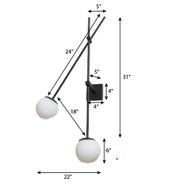 CWS108 Minimalistic Frosted Glass Wall Light Fixture - The Black Steel