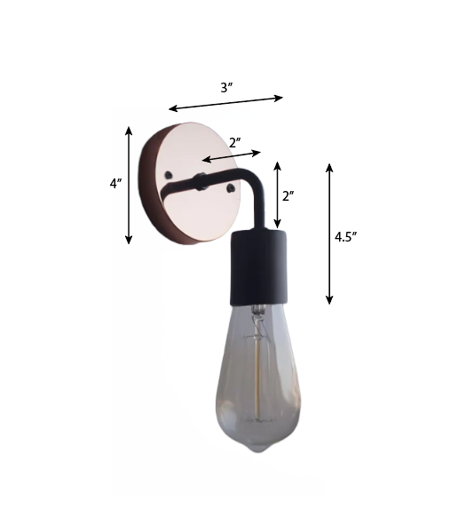 CWS112 Copper Baseplate Black Wall Sconce - The Black Steel