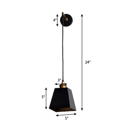 CWS115 Obsidian Black-Gold Metal Wall Hanging Lamp - The Black Steel