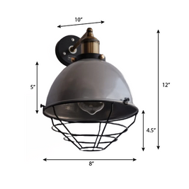 CWS118 Metallic Silver Finish Industrial Retro Dome Wall Sconce - The Black Steel