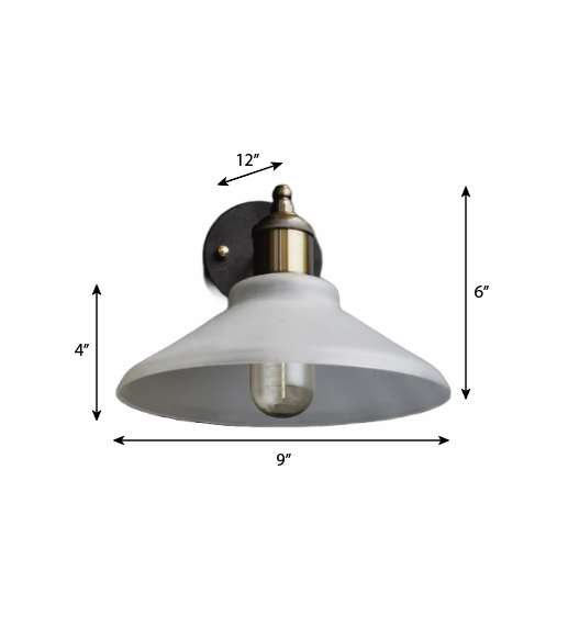 CWS119 Nordic Conical Glass Wall Sconce Frosted Shade - The Black Steel