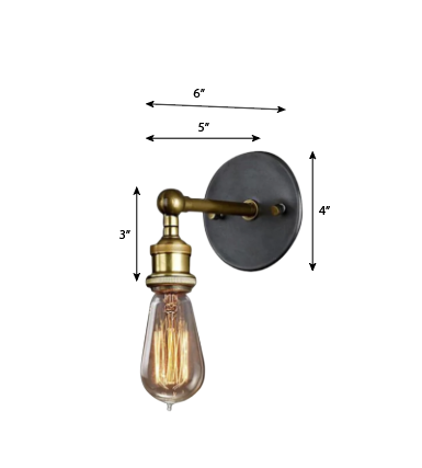 CWS129 Vintage Loft Industrial Metal Wall Sconce - The Black Steel