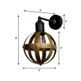 CWS141 Riveted Antique Gold Wall Light Fixture Mid-Century Interior - The Black Steel