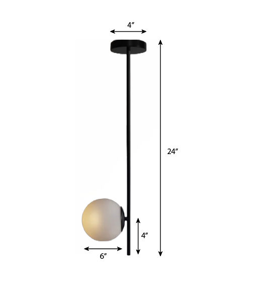 CLH104 Glass Globe Black Ceiling Light - The Black Steel