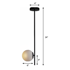 CLH104 Glass Globe Black Ceiling Light - The Black Steel