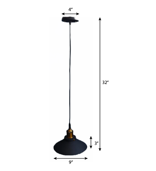 CLH109 Nordic Conical Midnight-Gold Industrial Ceiling Pendant Light - The Black Steel