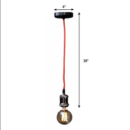 CLH116 Black High Gloss Red Wire E27 Retro Edison Pendant Light Holder - The Black Steel
