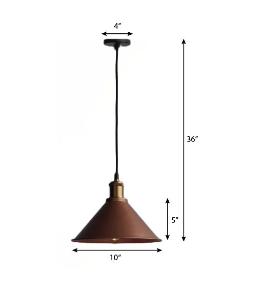 BSE118 Copper Tapered Cone Decorative Pendant Light 10Inch - The Black Steel
