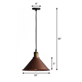 BSE118 Copper Tapered Cone Decorative Pendant Light 10Inch - The Black Steel