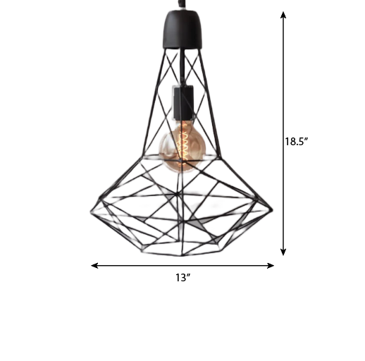 CLH121 Retro Black Industrial Geometric Pendant Light - The Black Steel