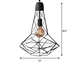 CLH121 Retro Black Industrial Geometric Pendant Light - The Black Steel