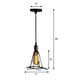 CLH124 Edison Cage Pendant Industrial Light - The Black Steel